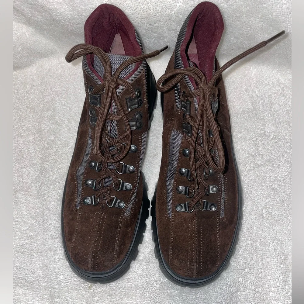 PRADA Suede & Nylon Lace Up Hiking Boots Brown EU 38 1/2 US Size 8 New - Picture 10 of 14
